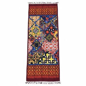 Dana Xu Women OS Scarf Wool Pashmina Red Blue Yellow Multicolor Geometric